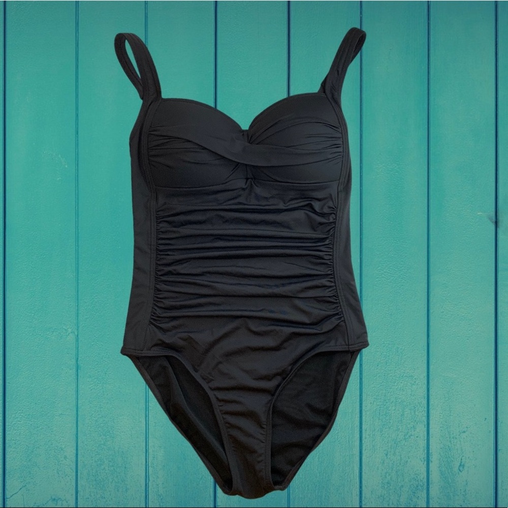 Sea Level Black Swimsuit Ruched Twist Front One Piece NEW Size 4